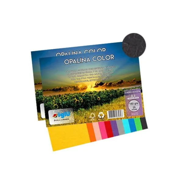 Papel iglu opalina cuero negro tamaño a4 180 g x25 hs