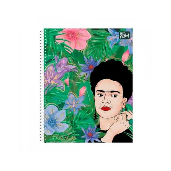Cuaderno 21x29.7 cm rayado 80 hojas tapa flexible con espiral frida kahlo