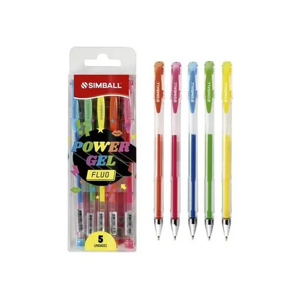 Bolígrafo roller power gel fluo 1.0 mm caja x5 unidades Simball