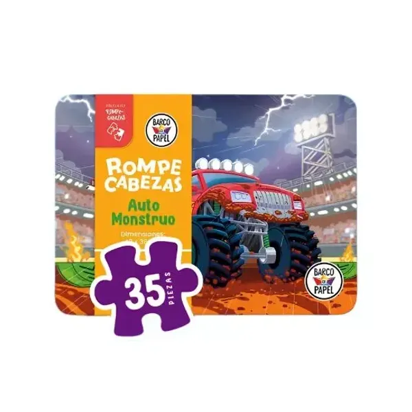 Puzzle barco de papel auto monstruo 48 piezas en lata