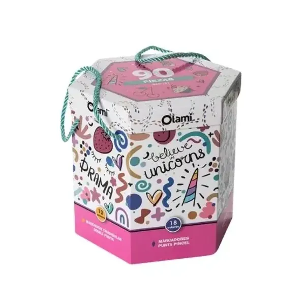 Set de Arte olami unicornio hexagonal de escritura x90 piezas