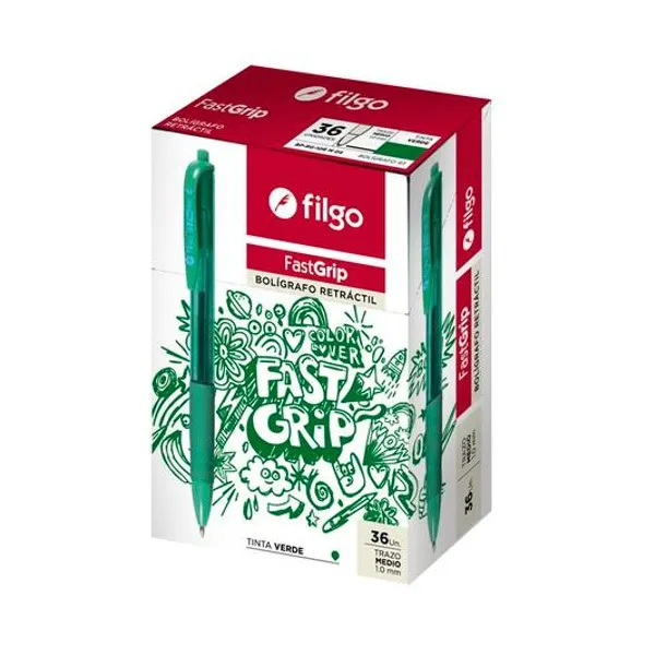 Bolígrafo retractil 1 mm fastgrip caja x36 Filgo