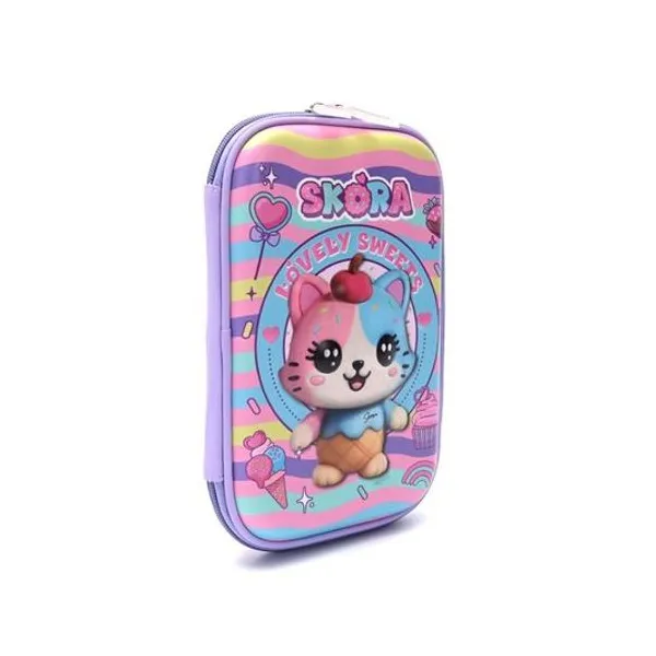 Cartuchera 1 piso kawaii gato helado 22x16x4 cm Skora