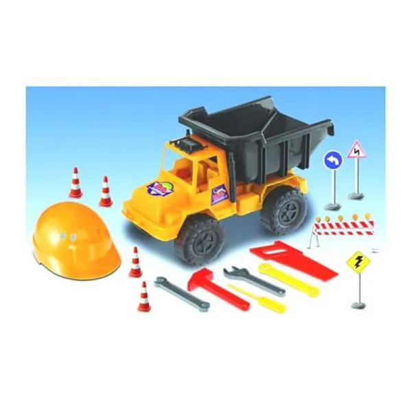Camión volcador jr. con casco y accesorios