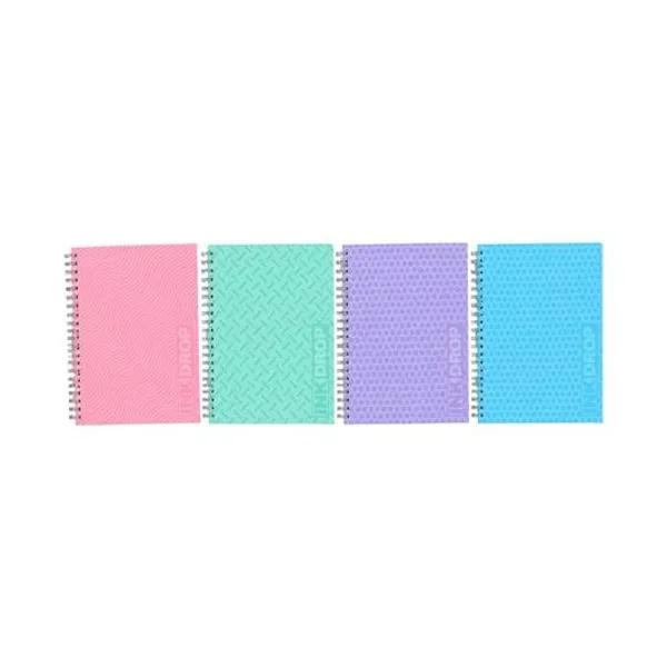 Cuaderno 16x21 cm rayado 100h tapa dura con espiral pastel x1 colores surtidos inkdrop