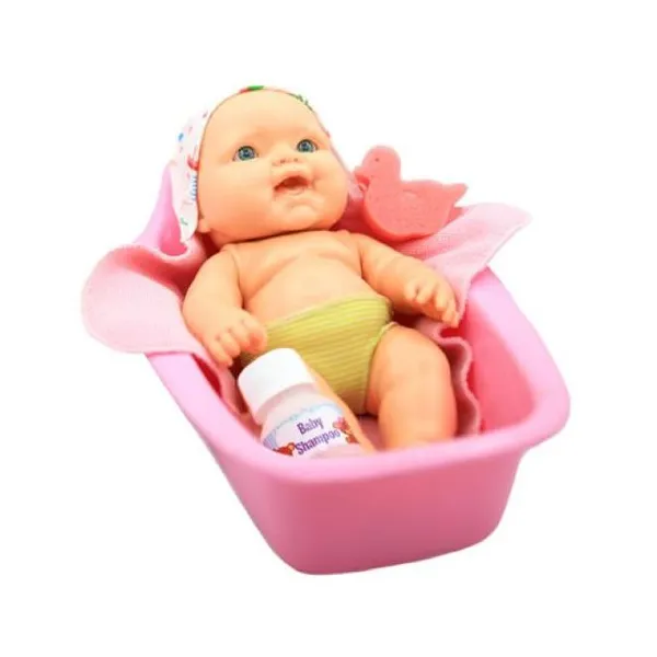 Burbujitas mediano 35 cm cuerpo plastisol,ojos fijos, bañadera, toallon y acceso