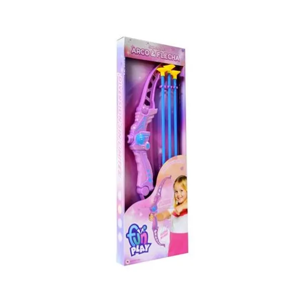 Set de arco y flechas lila en caja 19x54x4 cm