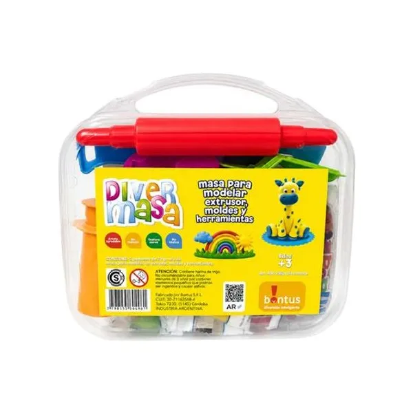 Set de masas x5 con accesorios en valija 19.5x18x4.5 cm bontus