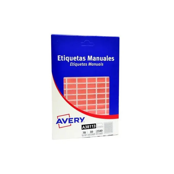 Etiquetas ueta autoadhesiva metal rojo 8.1x15.8 mm caja 78 unidades x30 hojas avery