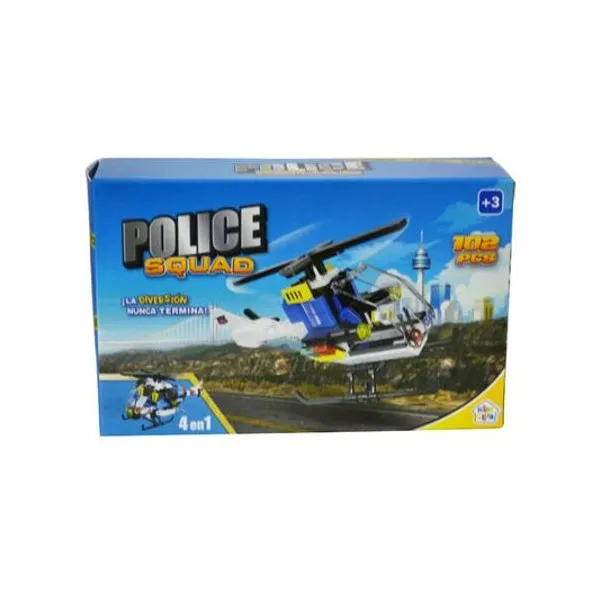 Vehiculo policia para armar 4 en 1 en caja 14x9 cm x unidad modelos surtidos