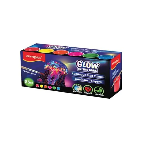 Témpera luminosa pote 25cc x6 colores Keyroad