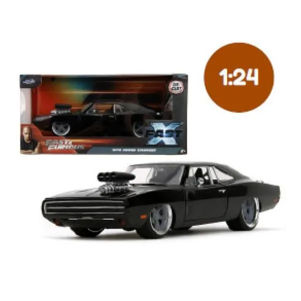 Jada - auto escala 1:24 fast & furious x dodge charger r/t 1970 negro - en caja