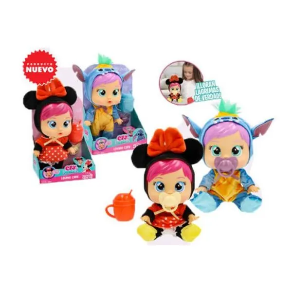 Cry babies loving care-muñeca 25 cmdisney "stich/minnie".lloran lágrimas reales