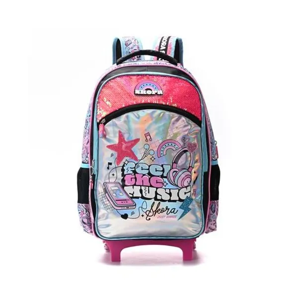 Mochila 18" con carro y llavero music Skora