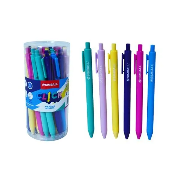 Bolígrafo retractil click azul 1 mm pote x30 unidades Simball
