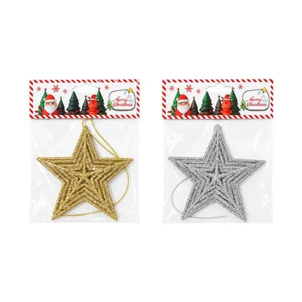 Adorno estrella plana calada 12x12 cm x1 colores surtidos