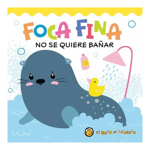 Foca fina no se quiere bañar. burbujas y luces