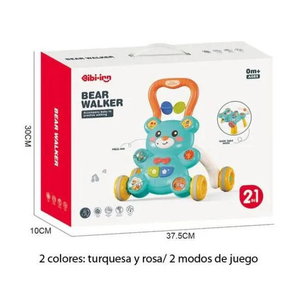 2 en 1. caminador para primeros pasos y mesa didáctica extraíble. con luz y soni