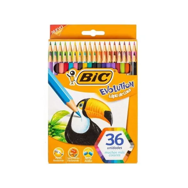Lápices de colores BIC evolution largos x36 unid.