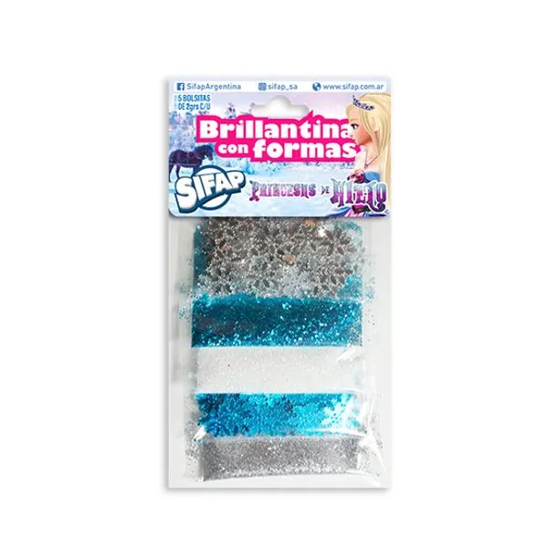 Brillantina Sifap con formas princesas de hielo x5 sobres