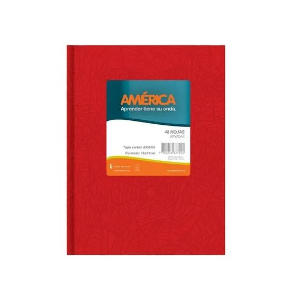 Cuaderno 16x21 rayado t/d araña rojo 42h América