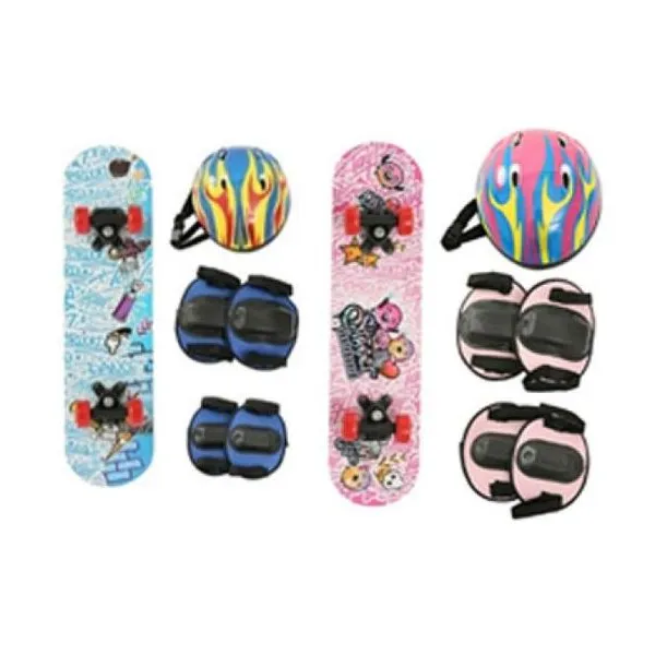 Skate set con casco, rodilleras y coderas 60x12cms