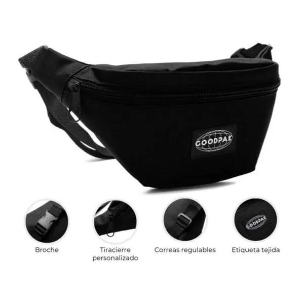Riñonera goodpak negro 16.5 x23 x8.5 cm