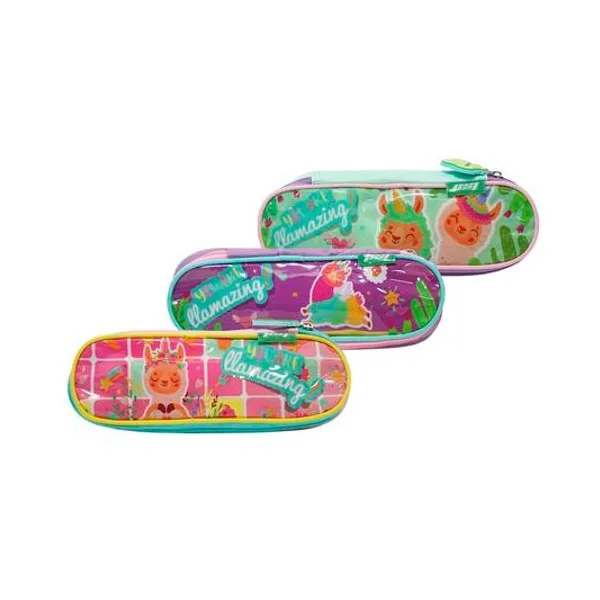 Cartuchera 1 cierre oval llamas 24x7 cm x unidad modelos surtidos lsyd