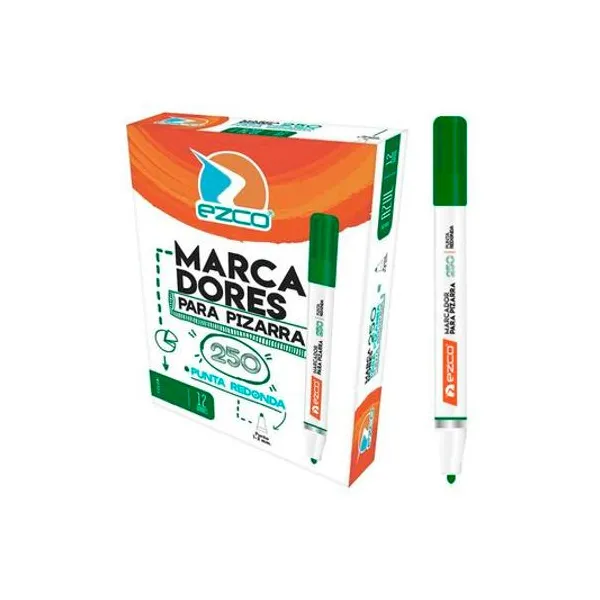 Marcador para pizarra 250 punta redonda verde x12