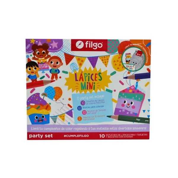 Set party lápices mini 31pzs en caja Filgo - partyset