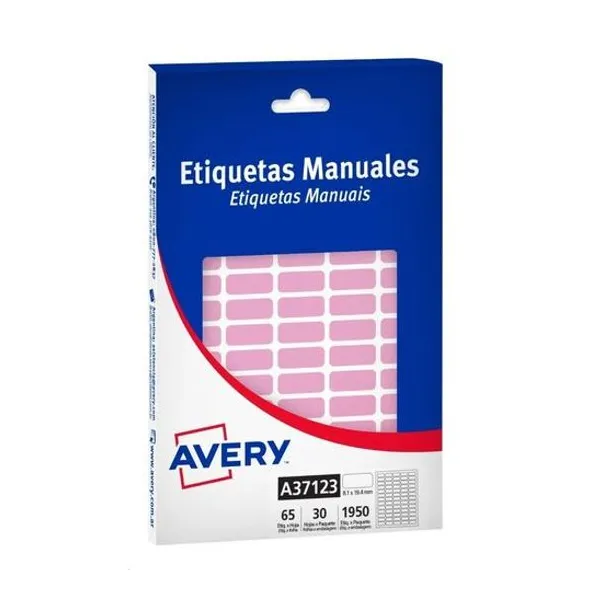 Etiquetas ueta autoadhesiva pastel rosa 8.1x19.4 mm caja 65 unidades x30 hojas avery