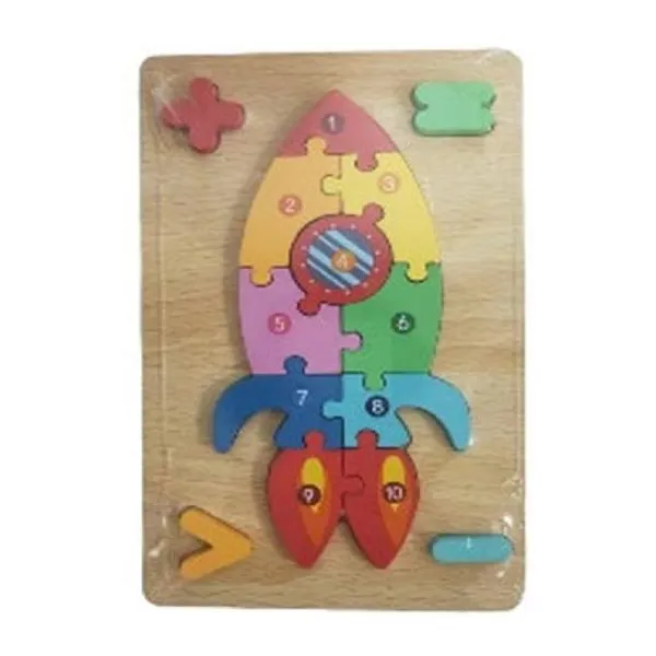 Juego didáctico de encastre bloques de madera nave espacial 24 x15 x1 cm