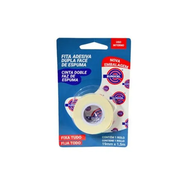 Cinta adhesiva doble faz de espuma 19mmx1.5 mts blister x unidad eurocel