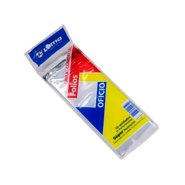 Folio oficio polietileno super 70 micrones x10 luma