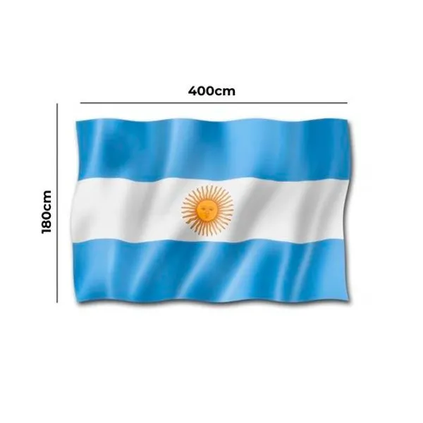 Bandera argentina emblemas con sol 180x400 cm