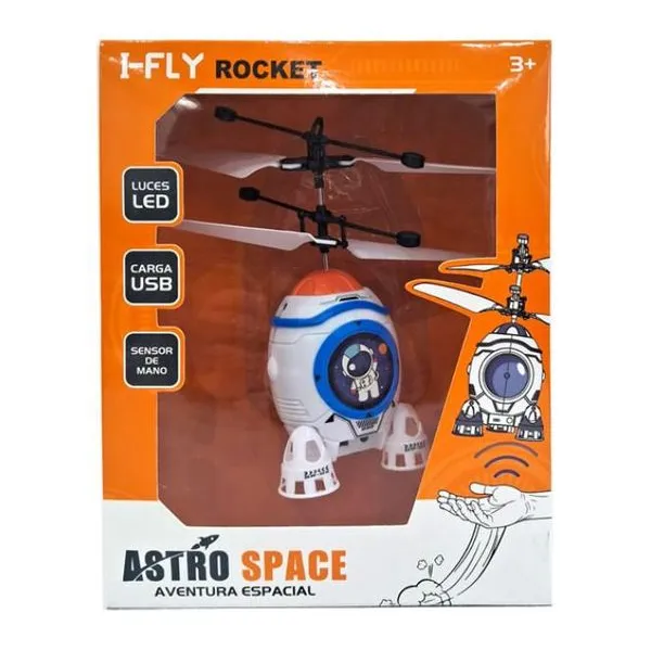 Helicóptero con cohete, sensor de mano y luz 21 16 cm