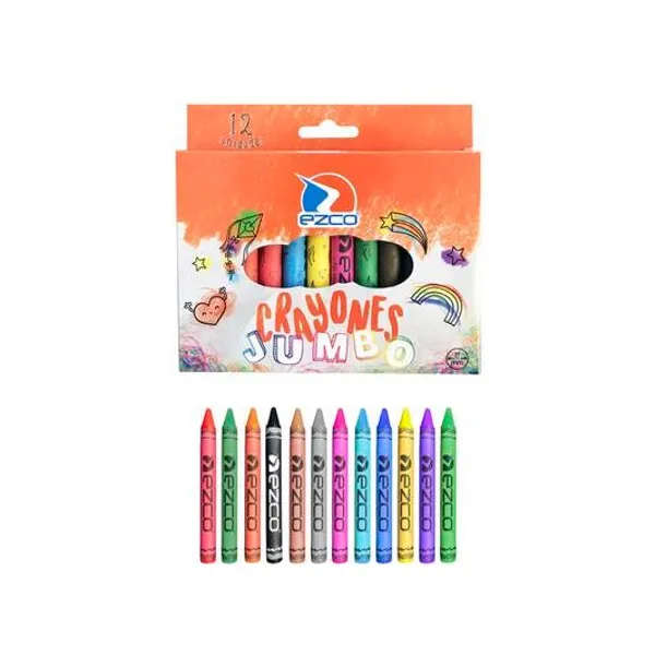 Crayones escolares jumbo caja x12 unidades Ezco