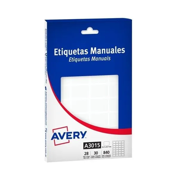 Etiquetas ueta autoadhesiva blanca 16.7x24.7 mm caja 28 unidades x30 hojas avery
