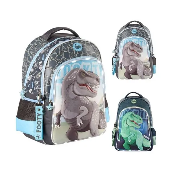 Mochila 18" espalda dino con luz led x unidad colores surtidos footy