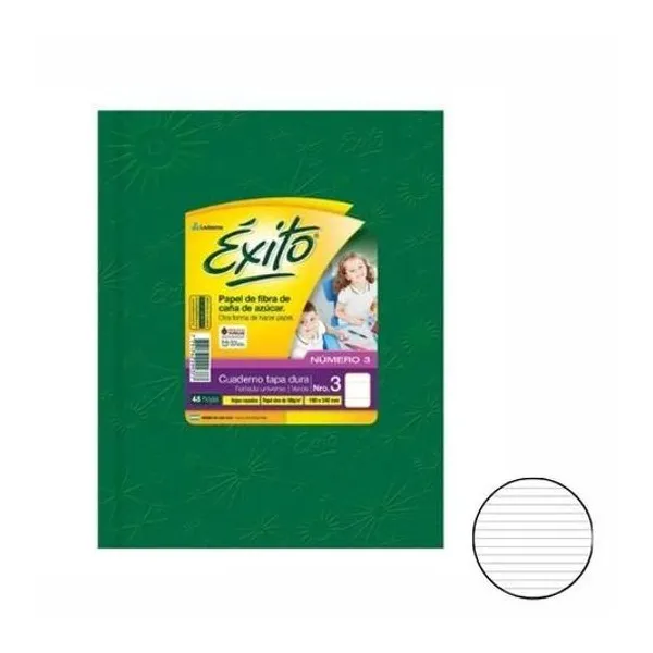 Cuaderno 19x24 rayado t/d verde 48h Éxito