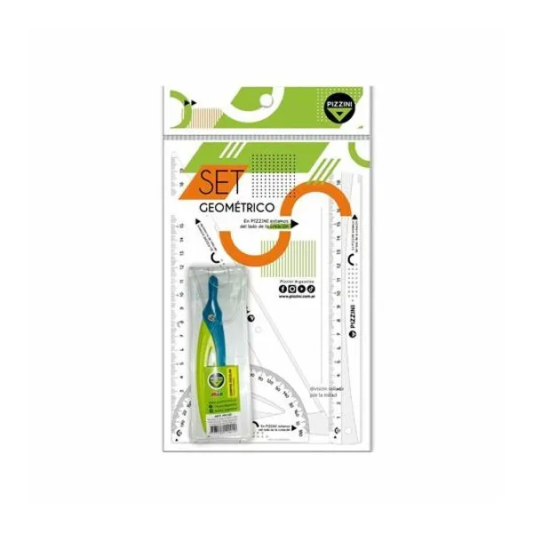 Set de geometria 4pzs 20 cm/20cmx60º/180º Pizzini