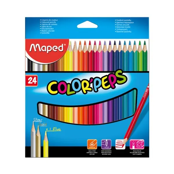 Lápices de colores Maped strong/colorpeps largos x24 unid.
