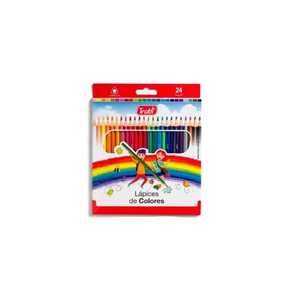 Lápiz de color largo triangular de resina caja x24 trabi