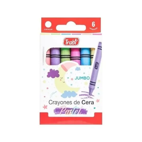 Cerita crayón trabi pastel jumbo x6 col.surtidos