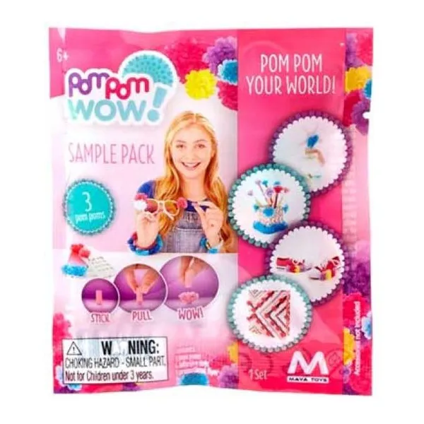 Sample pack - flow pack con 3 pompones, 4 adhesivos + 1 flyer