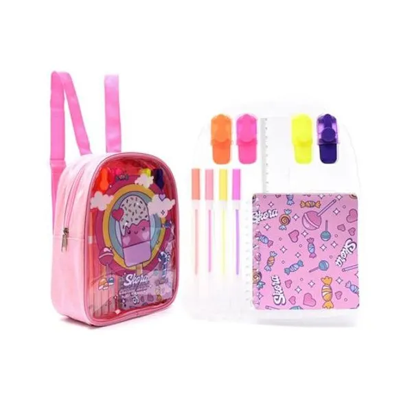 Mochila con set de útiles heladito 21x7x25 cm Skora
