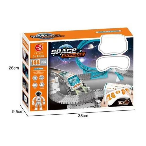 Pista espacial 360° con control remoto. con auto y vagón espacial, astronauta y