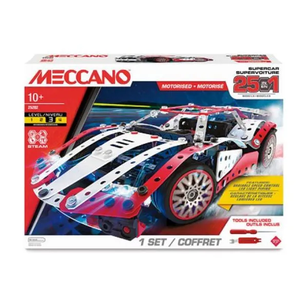 Meccano supercar motorizado 25en1. construí hasta 25 superautos diferentes