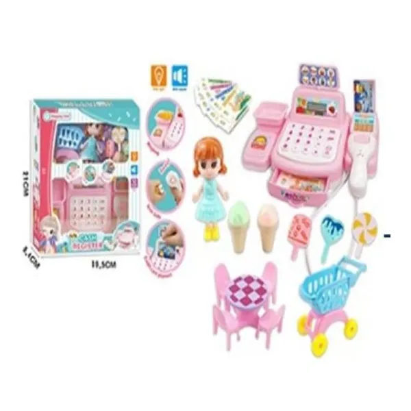 Caja registradora con muñequita y accesorios