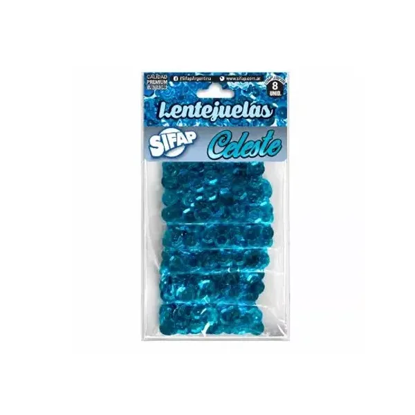 Lentejuelas Sifap 8 mmø bl.x 5 sobres 3 grsceleste